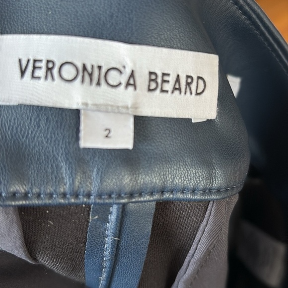 Veronica Beard Navy Blue Faux Leather Shorts 2 - Picture 5 of 8